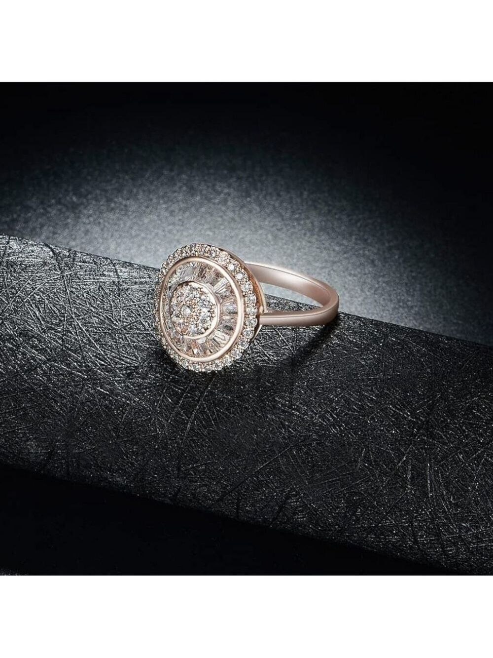Rose Gold Ring With Cubic Zirconia - Picture 3 of 5